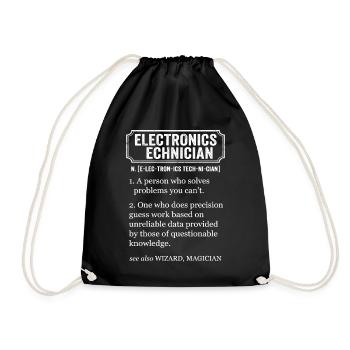Electronics Technician Funny Definition - Drawstring Bag - black - Front