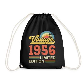 Vintage Geburtstagsgeschenk von 1956 - Turnbeutel - Schwarz - Vorne
