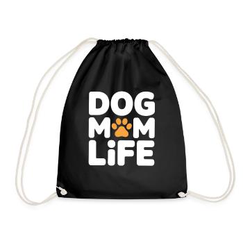 Dog Mom Life – Hundeliebe Spruch mit Pfote - Turnbeutel - Schwarz - Vorne