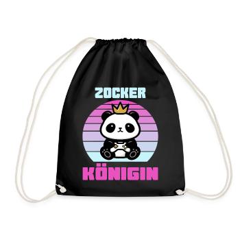 Zocker Königin gamerin - Turnbeutel - Schwarz - Vorne