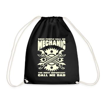 Mechanic Dad Saying - Drawstring Bag - black - Front