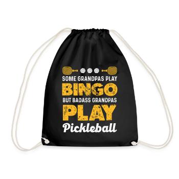 Grandpa Plays Pickleball – Badass Grandfather - Drawstring Bag - black - Front
