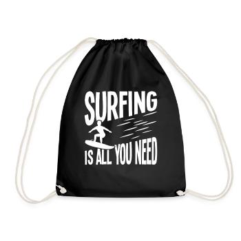 Surfing is all you need - Drawstring Bag - black - Front