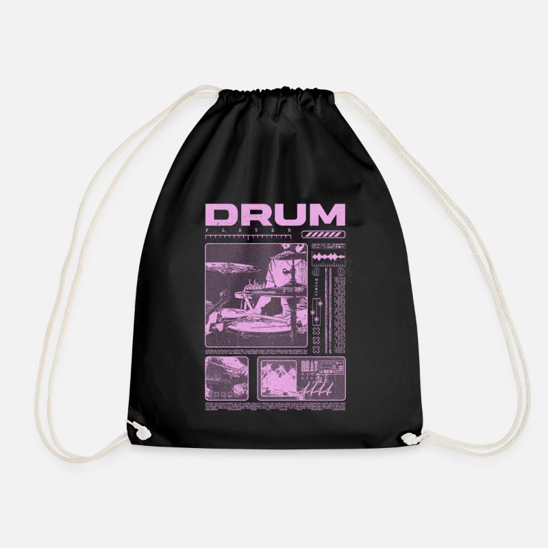 Rock Drummer Drum Player Streetwear - Drawstring Bag - black