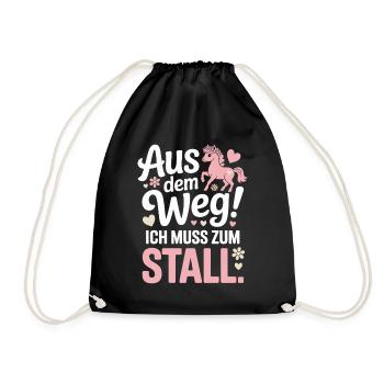 Riding out of the way to the stable horse girl horses - Drawstring Bag - black - Front