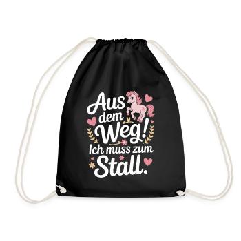 Riding out of the way to the stable horse girl horses - Drawstring Bag - black - Front