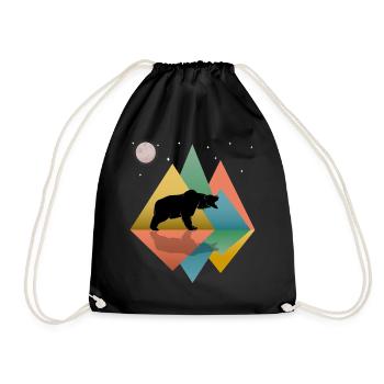 Bear In The Mountains  - Drawstring Bag - black - Front