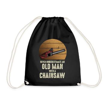 Vieux avec une tronçonneuse - Sac de sport léger - noir - Devant
