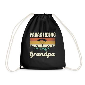 Paragliding Grandpa Retro - Drawstring Bag - black - Front