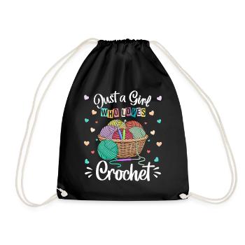 Colorful Crochet Hobby & Wool Lover Girl - Drawstring Bag - black - Front