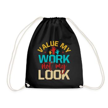 Social Worker Quote Value My Work Not Look Social - Turnbeutel - Schwarz - Vorne
