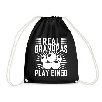 Bingo Player Real Grandpas Play Bingo - Drawstring Bag - black - Front