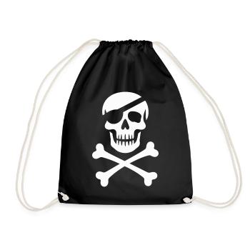 Classic Jolly Roger Pirate Skull - Drawstring Bag - black - Front