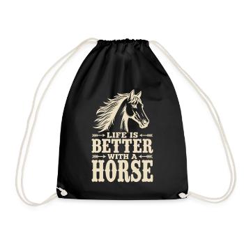 Life is Better with a Horse Reiter Statement - Drawstring Bag - black - Front