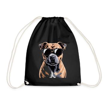 Staffordshire Bull Terrier - Drawstring Bag - black - Front