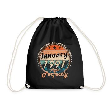 35th Birthday Legend January 1991 - Drawstring Bag - black - Front