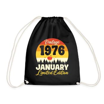 Vintage Janvier 1976 Anniversaire 1976 Rétro  - Sac de sport léger - noir - Devant
