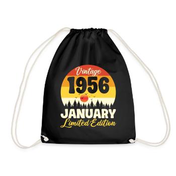 Vintage January 1956 Birthday 1956 Retro - Drawstring Bag - black - Front