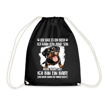 Rottweiler T Gassi Hundehalter Rottweiler Mama - Turnbeutel - Schwarz - Vorne