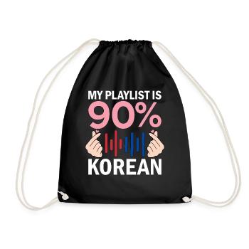 My Playlist Is 90 Percent Korean - Drawstring Bag - black - Front
