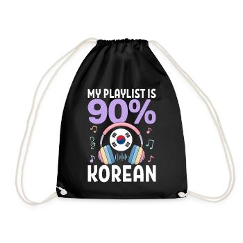 My Playlist Is 90 Percent Korean - Drawstring Bag - black - Front