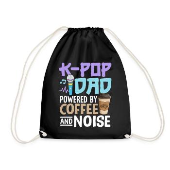 K Pop Dad Powered By Coffee And Noise - Drawstring Bag - black - Front