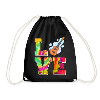 Hawaiian Ukulele Uke Tie Dye Love - Drawstring Bag - black - Front