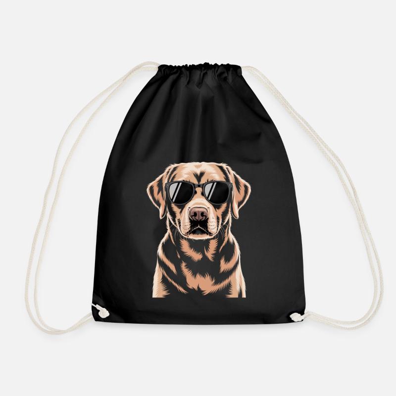 Brown Labrador - Drawstring Bag - black