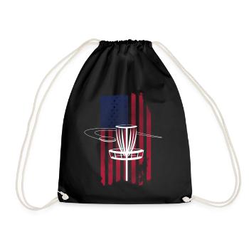 Disc Golf USA Flag  - Drawstring Bag - black - Front
