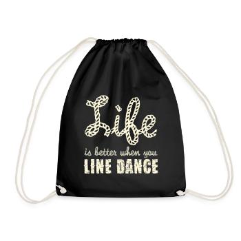 Line Dance Joie de vivre Rope Font - Drawstring Bag - black - Front