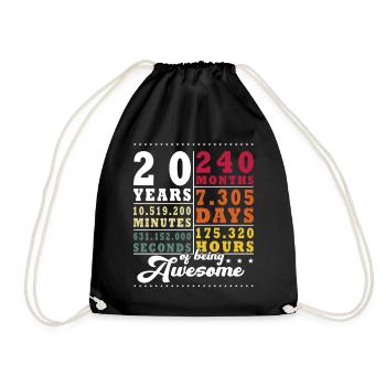 20th Birthday - Wedding Anniversary, Anniversary - Drawstring Bag - black - Front
