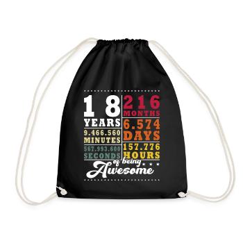 18 ans 216 mois 6574 jours - Sac de sport léger - noir - Devant