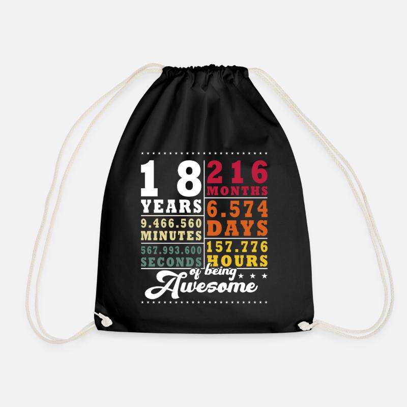 18 years 216 months 6574 days - Drawstring Bag - black