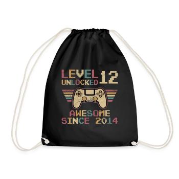 LEVEL 12 UNLOCKED 12TH BIRTHDAY GAMER - Drawstring Bag - black - Front