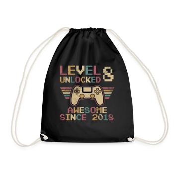 Niveau 8 Débloque 8 Anniversaire Garçon Fille - Sac de sport léger - noir - Devant
