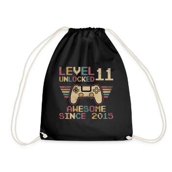 11.Geburtstag Jungen Video Gamer Level 11 unlocked - Turnbeutel - Schwarz - Vorne