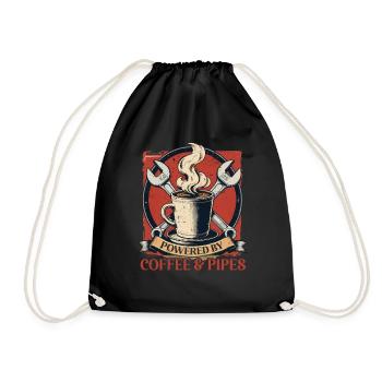 Rohrleger Powered By Coffee & Pipes - Turnbeutel - Schwarz - Vorne