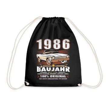 1986 Geboren Geburtstag Oldtimer - Turnbeutel - Schwarz - Vorne