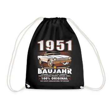 Baujahr 1951 Oldtimer Geburtstag Spruch 75 Jahre - Turnbeutel - Schwarz - Vorne