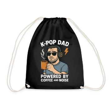 K Pop Dad Powered By Coffee And Noise - Drawstring Bag - black - Front