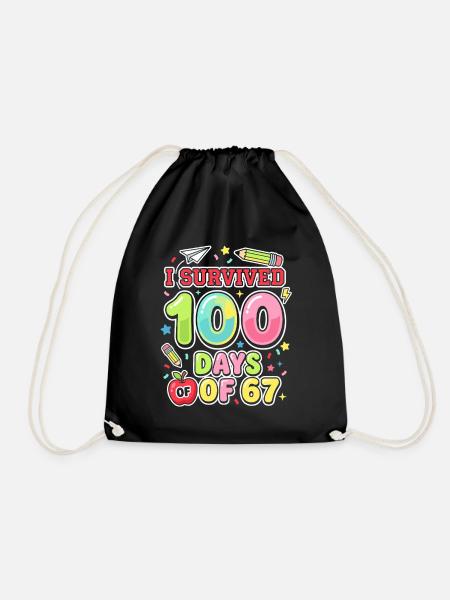 Ich habe 100 Tage 67 niedliches Schuldesign überlebt - Turnbeutel - Schwarz
