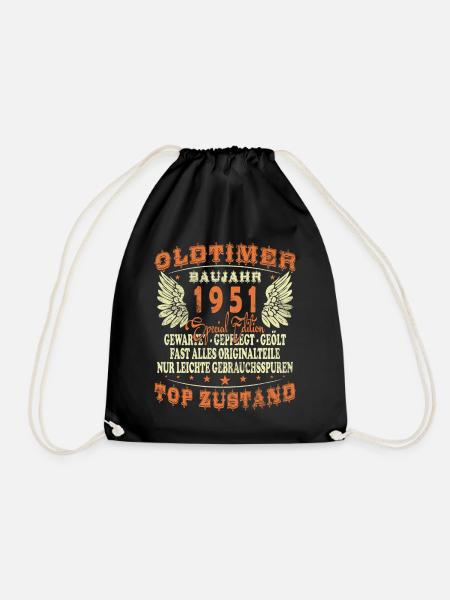 Baujahr 1951 Oldtimer Geburtstag Spruch 75 Jahre - Turnbeutel - Schwarz