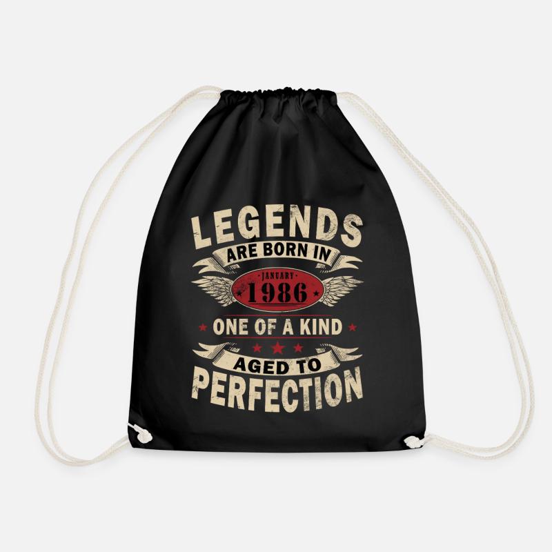 40th Birthday Legend January 1986 - Drawstring Bag - black