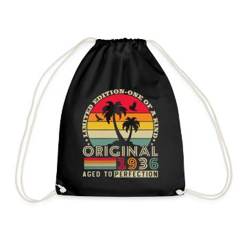 1936 Vintage Retro Birthday Gift - Drawstring Bag - black - Front