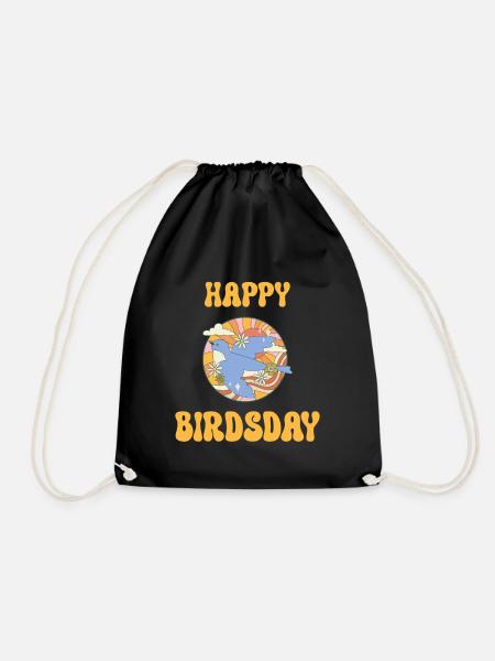 HAPPY BIRDSDAY - Drawstring Bag - black