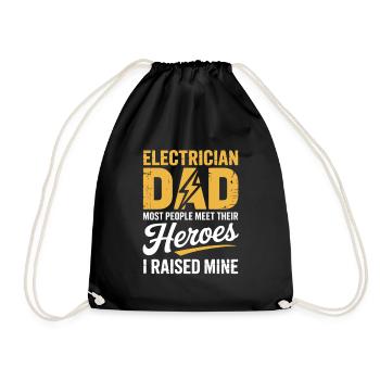 Elektriker Papa Electrician Dad I Raised Mine - Turnbeutel - Schwarz - Vorne