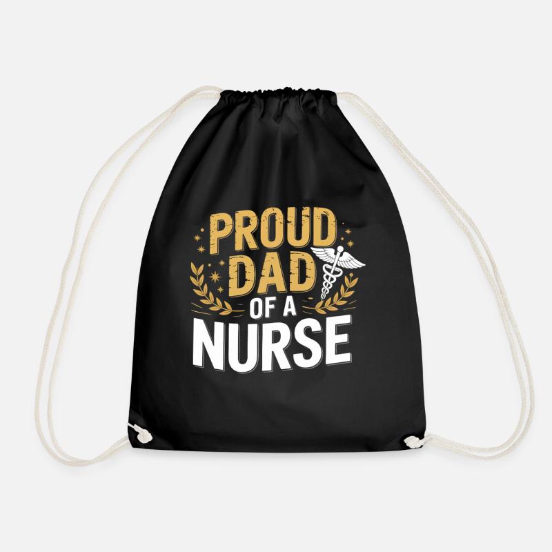 Proud father of a caregiver - Drawstring Bag - black