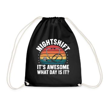 Night Service Retro Stethoscope - Drawstring Bag - black - Front