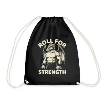 Roll For Strength Fantasy Dragon Gamer Tabletop - Drawstring Bag - black - Front