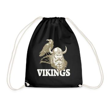 Viking Viking Legend Sailor Odin Raven Fighter - Drawstring Bag - black - Front